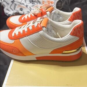 Michael Kors Orange and White Women's Sneakers